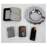 Collection of Lighters & a Commemorative Ashtray