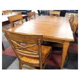 Vintage Wooden Dining Set, 6 Chairs