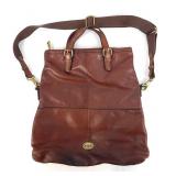 Vintage Fossil Leather Fold-Over Bag