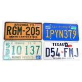 Vintage License Plates-ID, TX AR, CA