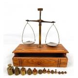 Brass Analytical Apothecary Beam Scale & Weights