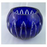 Bohemian Cobalt Blue Cut-To-Clear Crystal Bowl