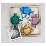 RARE Vtg Coffee Tea ClipOn Ashtrays Anodised Steel