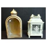 (2) Ornate Metal & Glass Lanterns