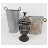 (3) Rustic French Country-Style Metal Containers