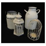 Decorative Metal Items-Lanterns & Milk Cans (4)