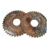 Vintage Large Toothed 22' Circular Saw Blades (2)