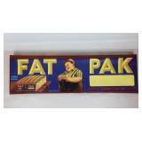 Vtg Fat Pak Reproduction Canvas Advertising Sign