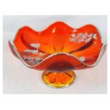 Vintage Vibrant Colored Footed Glass Bowl