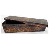 Vintage Floral & Leaf Metal Trinket Box