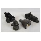 (4) Small Hand-Carved Soapstone Animal Figurines