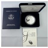 2018 1 oz Proof American Silver Eagle w/Box & COA