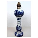 Rare Victoria Ware Ironstone Blue Willow Oil Lamp