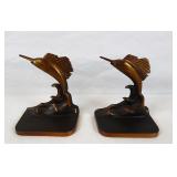 Vintage Sailfish Themed Cast Metal Bookends