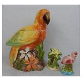 Lot Ipanema Parrot Jar Palm-Flamingo Salt & Pepper