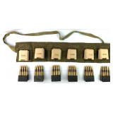 Olive-Drab Military Bandolier W/ .30-06 Rifle Ammo
