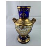 Bohemian Czech Cobalt Blue & Gold Gilt/Enamel Vase