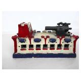 Vtg Hold The Fort Cast Iron Mechanical Bank Repro