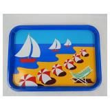 Beach Themed Vtg Metal Serving Tray