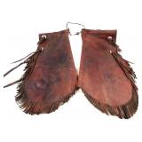 Vtg Brown Leather Western Riding Chaps-Chinks