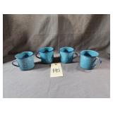 Blue Speckled Enamelware Cups Qty 4
