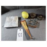 Marble Trivet, Fan, LimogeEgg, Pinocchio Ink Stamp