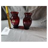 Qty 2 Toyal Ruby Anchorglass Vases