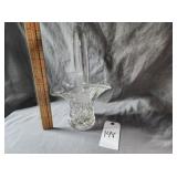 Cut Glass Basket Vase w/etched daisy