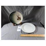 Semi Porcelain Deer Plate & Royal Ironstone Plate