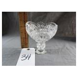 Clear Hobstar Fan Sawtooth Edge Cut Glass Pedestal