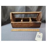 Vtg Wood Tool Caddy/Carpenter Box