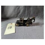 Vtg Cast Iron Black Toy Tow Truck 1930s