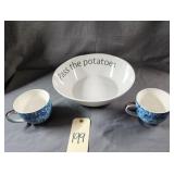 Lily Pulitzer Ceramic Coffee Cups Qty 2 & Bowl