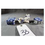 Delft Blue Windmill Trinket Boxes Qty 2