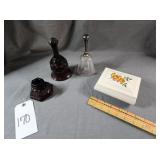 Vtg Leonard Crystal Glass Bell, Avon Ruby Red Bell