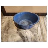 Vtg Blue Speckled Enamelware Wash Basin