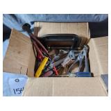 Box of misc tools; clamps, wrenches, screwdrivers