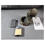 Native American Chief Cast Iron Ashtray, Ronson &