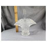 L.E.Smith Decorative Cut Glass Daisy Button Basket