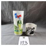 Vintage Frosted Sam Houston glass & Hopalong Mug