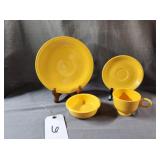 Fiesta Ware Yellow Plate, Saucer, Fruit Bowl & Mug
