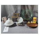 VTG Green Uranium Plate, Pressed Milk Glass