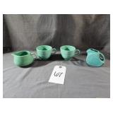 Fiesta Ware Sea Mist Green Cups, Pitcher, Creamer