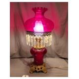 Fenton Red Ruby Hurricane Table Lamp, 11'L X 26'T