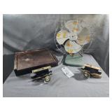 VTG Metal Fan and Antique Crystal Door Knob Sets
