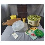Wooden Souvenir Rack, Tupperware & Lazy Susan