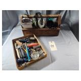Wooden Tool Caddy and Misc Tools