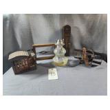 Antique Rustic Bed Rail Clamp, Hurricane Oil Lamp