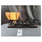 VTG Covered Bronze Horse Stagecoach Clock/Lamp