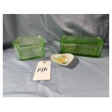 1930's Uranium Green Glass Refrigerator Dish/Lid